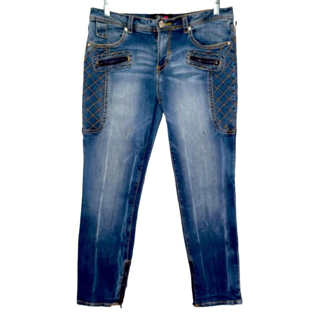 Blue Jeans Embroidered Pattern Accents